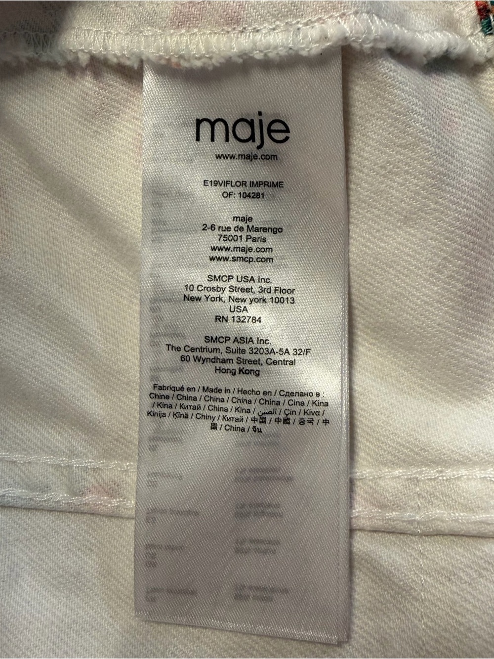 Maje Viflor Floral Denim Jacket White Red Print Stretch Cotton FR 36 Small - Picture 13 of 16